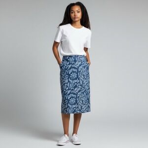 RIPSKIRT Hawaii Blue Print Womens Skirt M Summer Vacation Resort Travel Swim